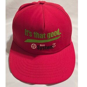 Vintage Texaco New System 3‎ Red Snapback Hat Its That Good Promo Cap Mens